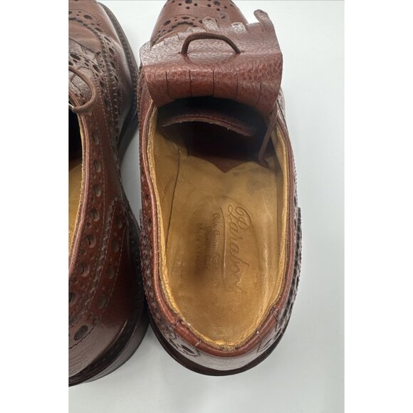 PARABOOT Dress Shoes Mens 7 Brown Wingtip Flap Cuir Cousu Goodyear France - Picture 10 of 15